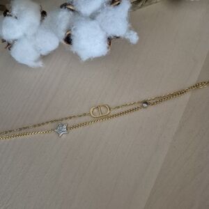 💛💛NEW💛💛 PRETTY!! Stainless Steel Double Link STAR Charm Bracelet In GOLD